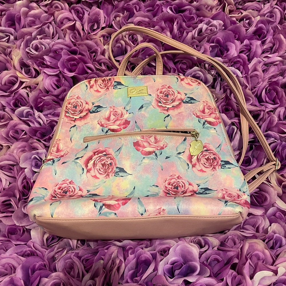 Betsey Johnson rose backpack.